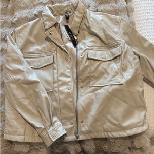 Tan/Cream Vegan Leather Jacket